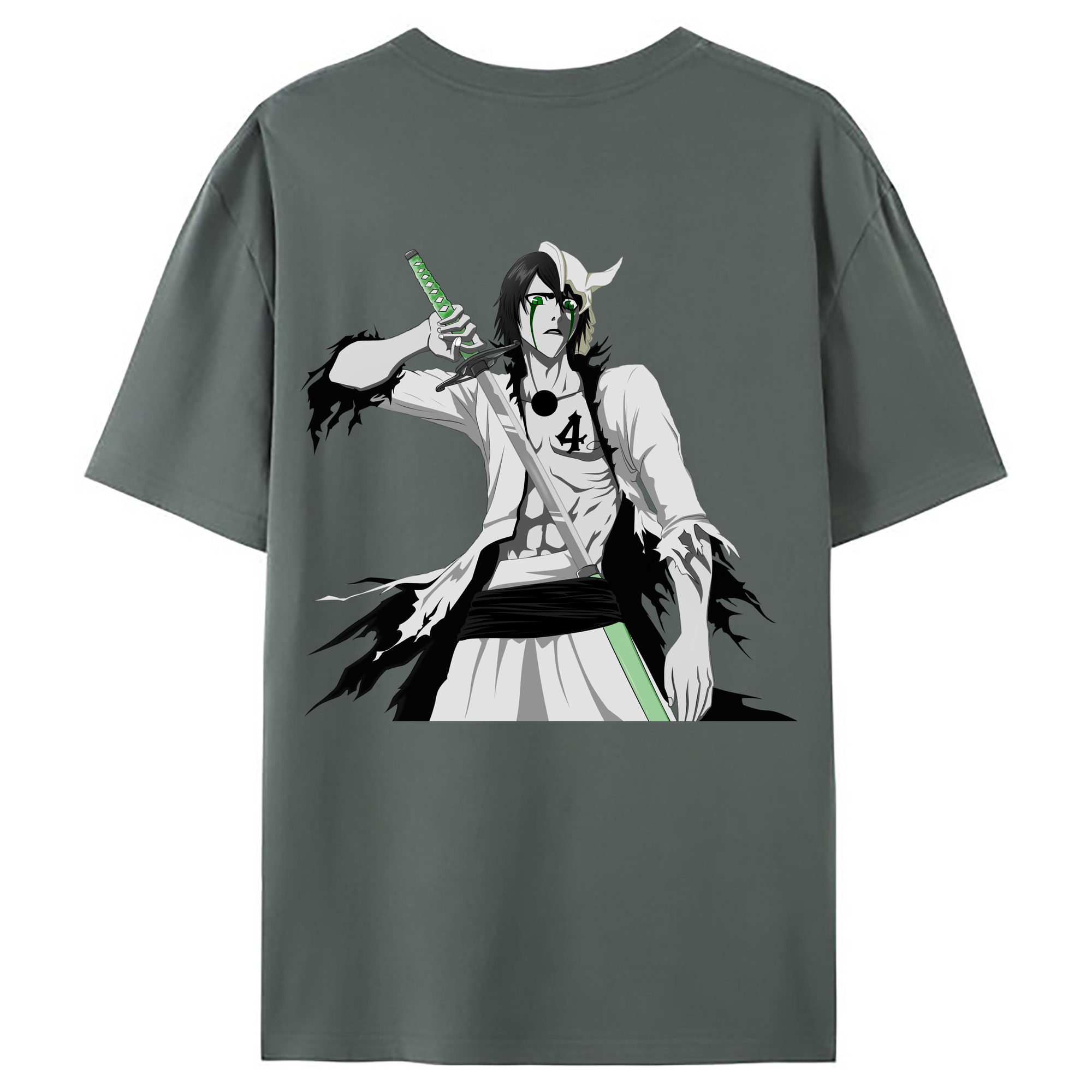 （画像用） ブリーチ ウルキオラ·シファー BLEACH Ulquiorra cifer 綿100％ メンズ半袖Tシャツ（バックプリント） 通気性